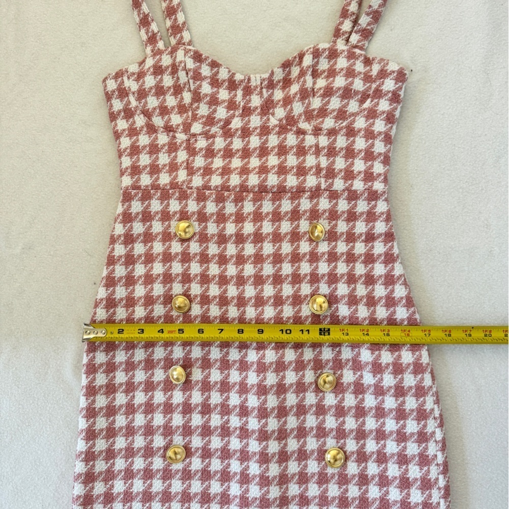 Forever 21 Pink and White Plaid Mini Tweed Dress S - Picture 9 of 11
